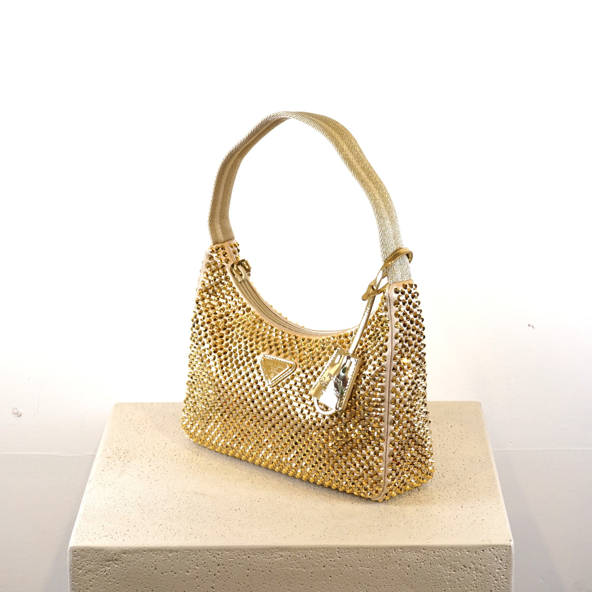Prada Re-Edition 2005 Mini Crystal-Studded Satin Bag