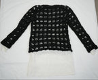 Comme des Garcons Layered Black Crochet Net Sweater White Lining Top
