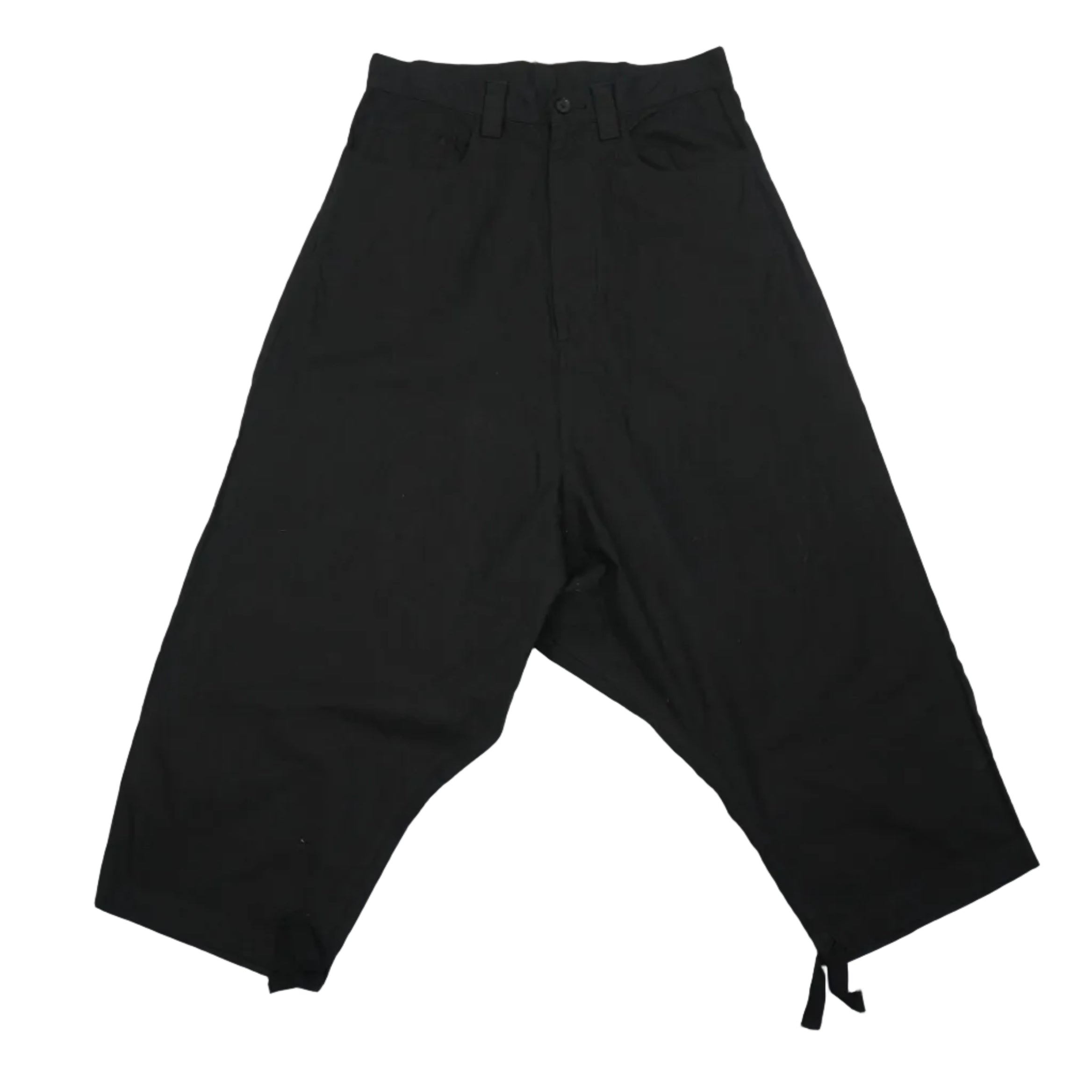Y's Yohji Yamamoto Black Drop Crotch Harem Pants Cotton Rayon