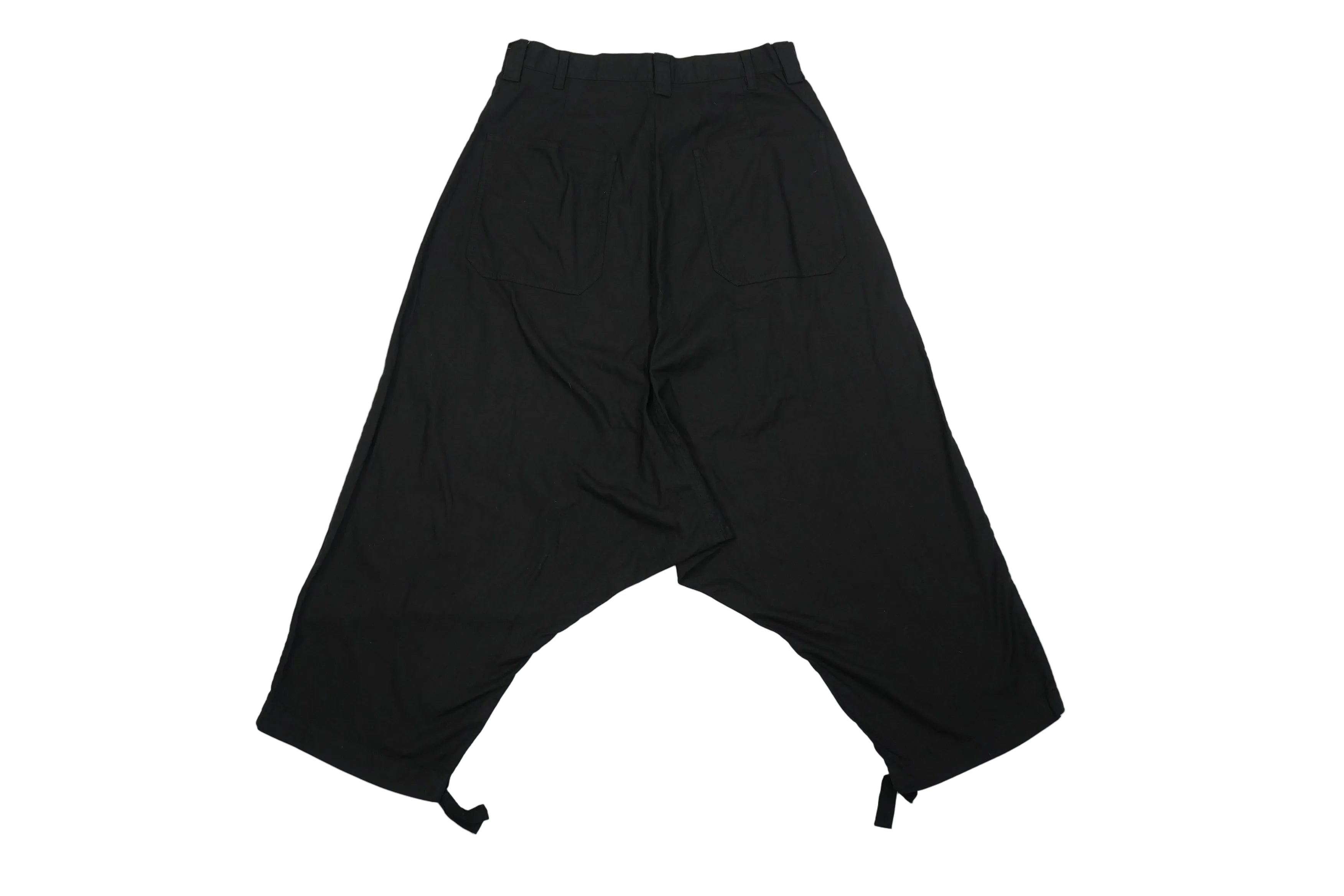 Y's Yohji Yamamoto Black Drop Crotch Harem Pants Cotton Rayon