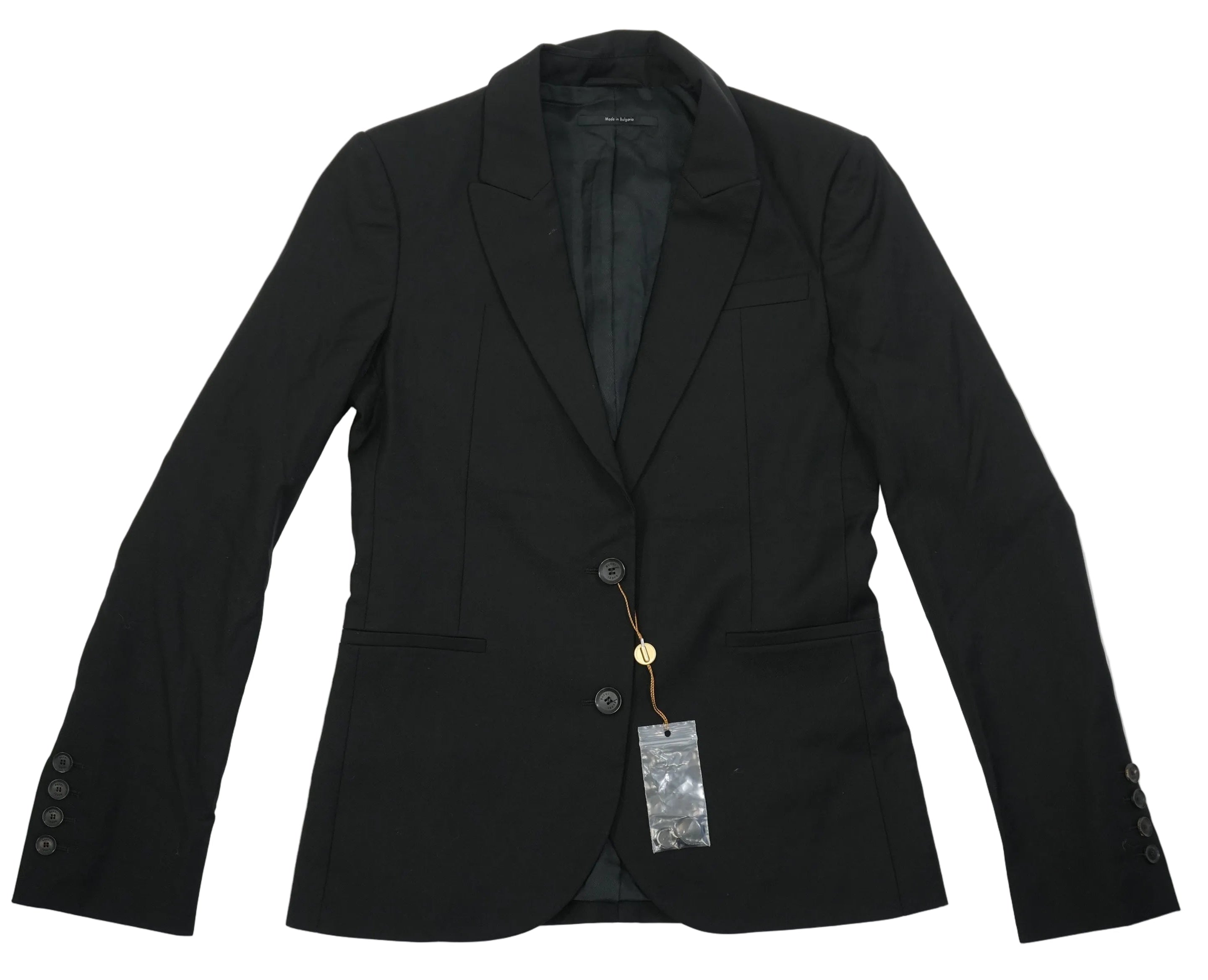 Gucci Womens Black Fitted Suit Jacket Blazer Logo Buttons Luxury