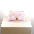 Chanel Pink Small Lamb Skin Flap Bag W/ Gold Hardware