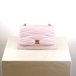 Chanel Pink Small Lamb Skin Flap Bag W/ Gold Hardware