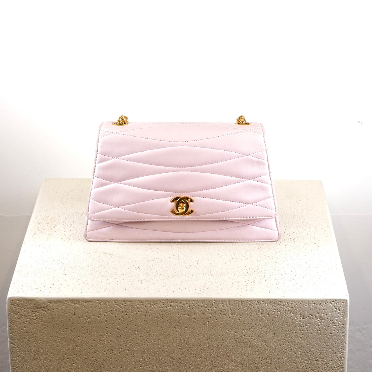 Chanel Pink Small Lamb Skin Flap Bag W/ Gold Hardware