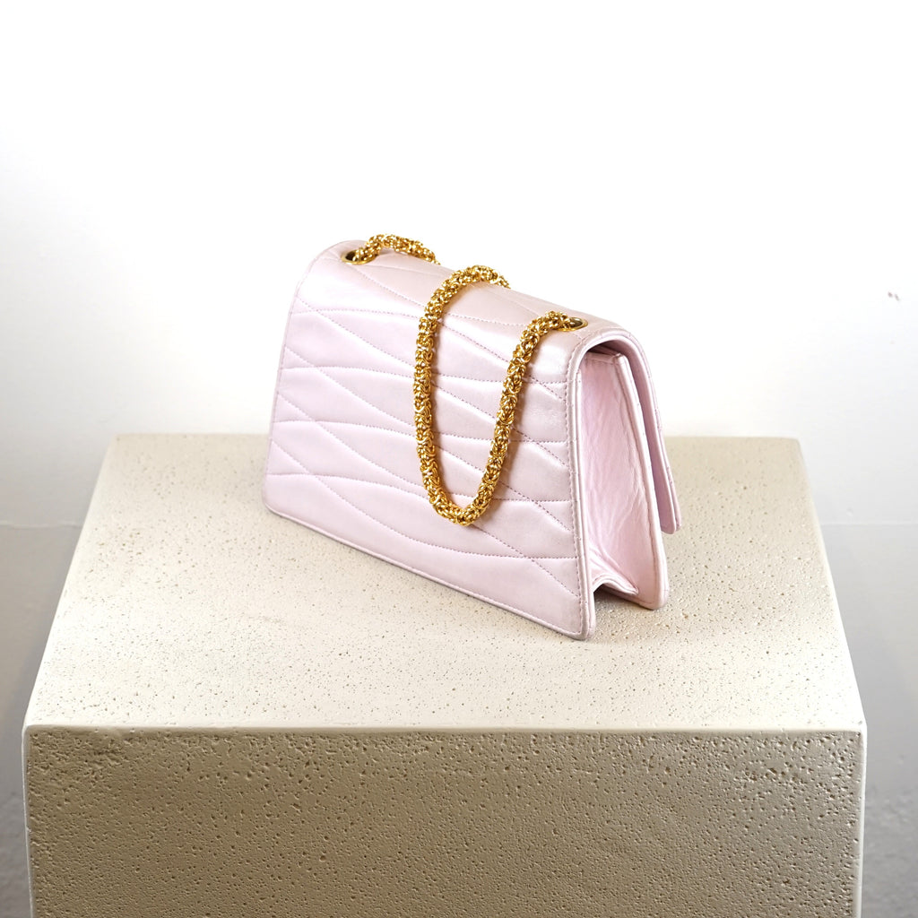 Chanel Pink Small Lamb Skin Flap Bag W/ Gold Hardware