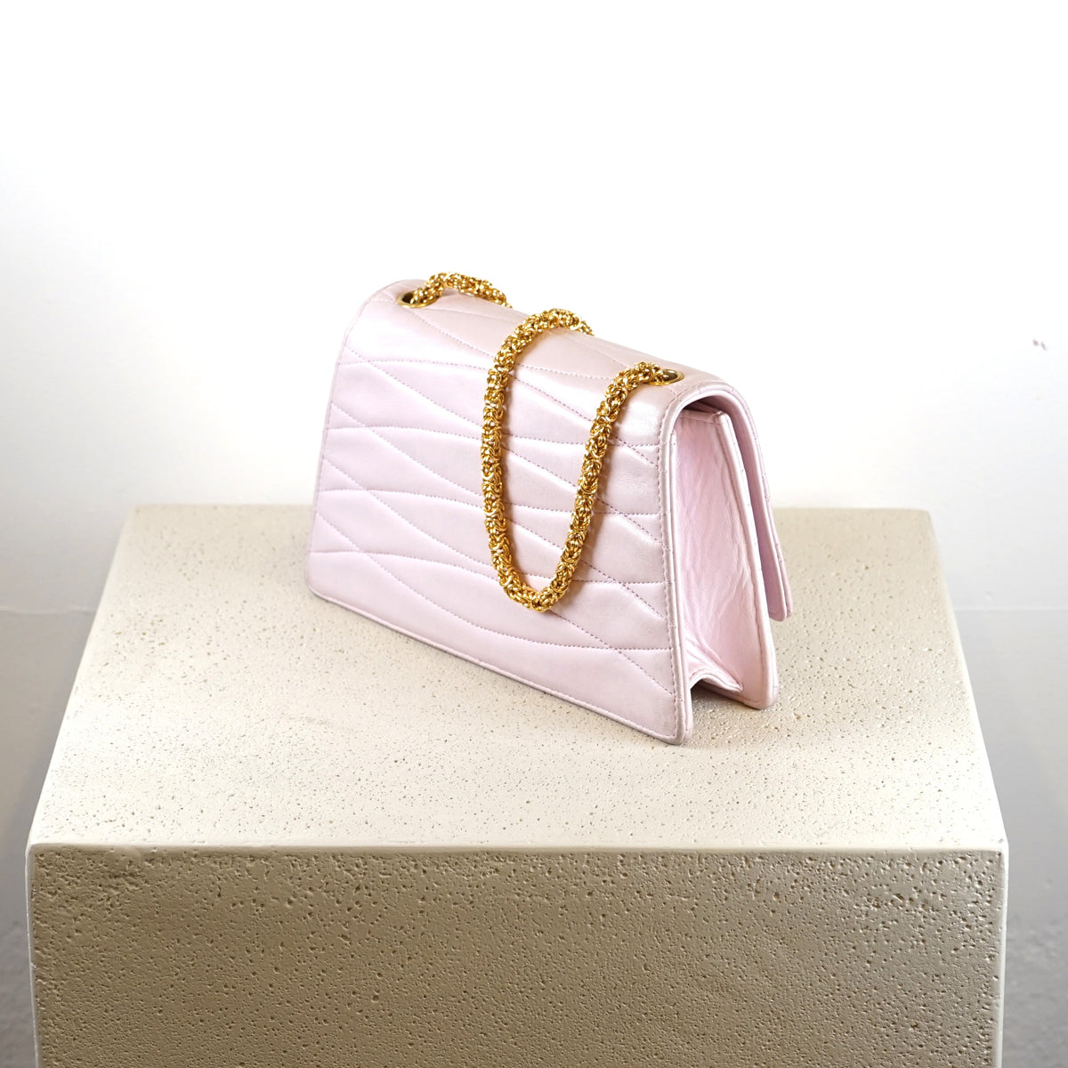 Chanel Pink Small Lamb Skin Flap Bag W/ Gold Hardware