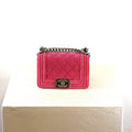Chanel Pink Velvet Mini Boy Bag/Flap