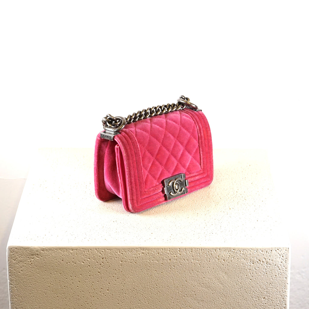 Chanel Pink Velvet Mini Boy Bag/Flap