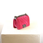 Chanel Pink Velvet Mini Boy Bag/Flap