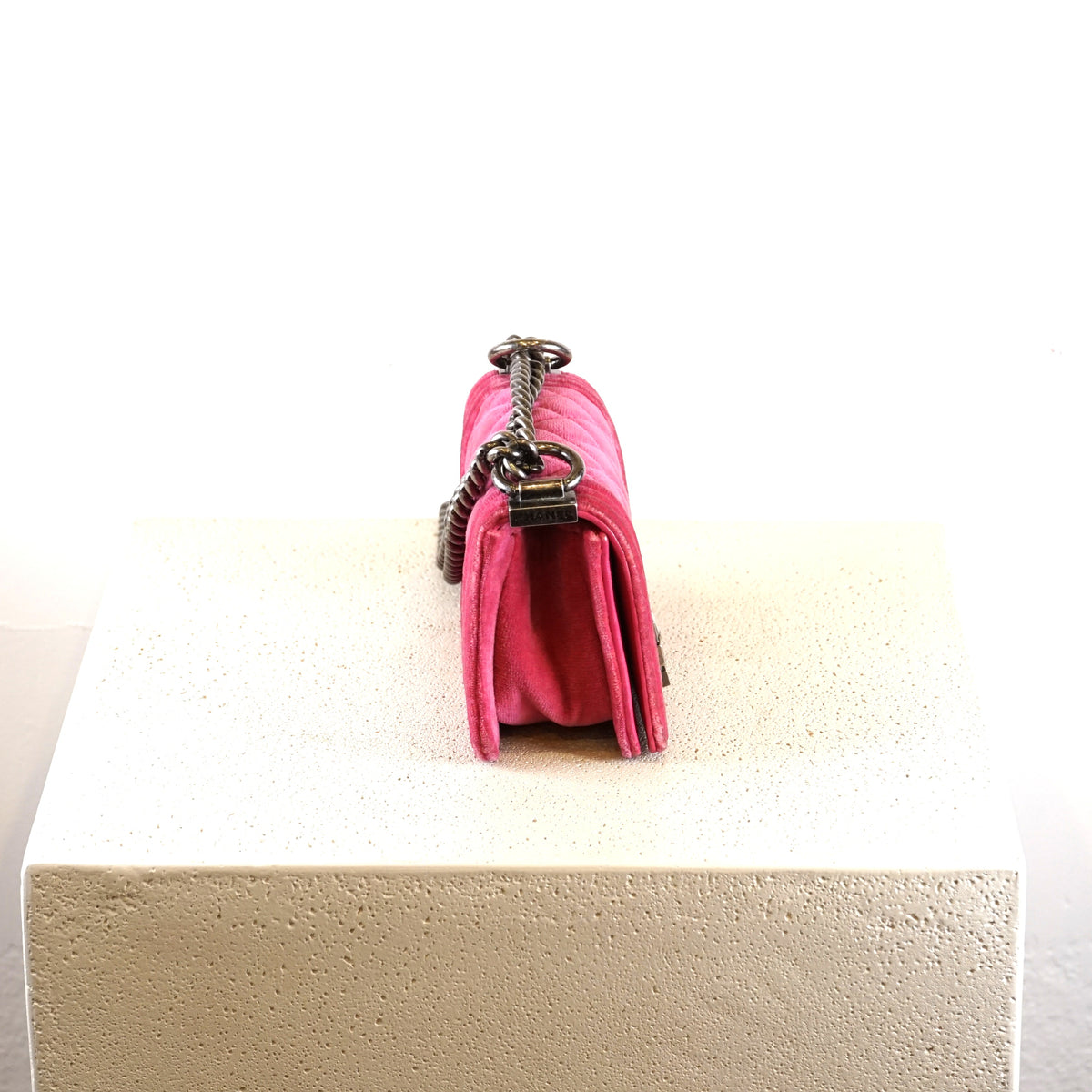 Chanel Pink Velvet Mini Boy Bag/Flap