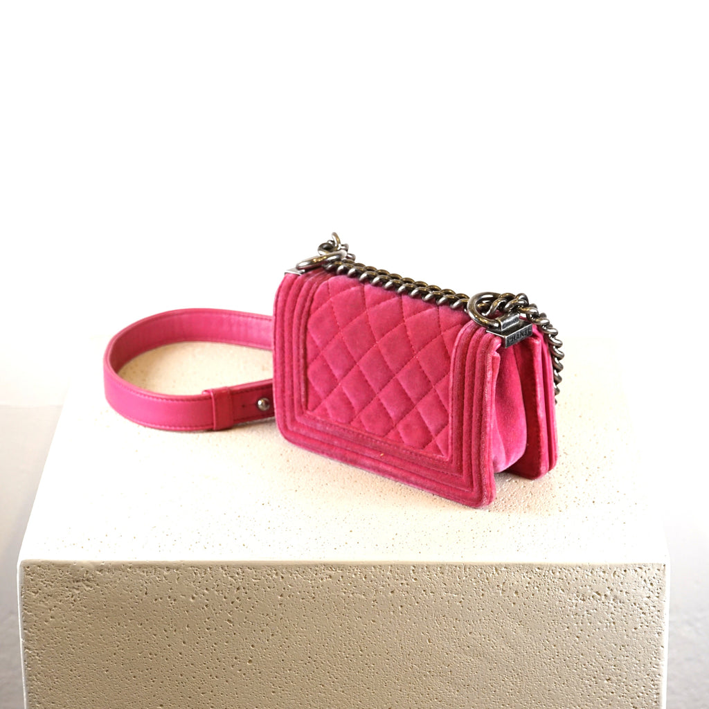 Chanel Pink Velvet Mini Boy Bag/Flap