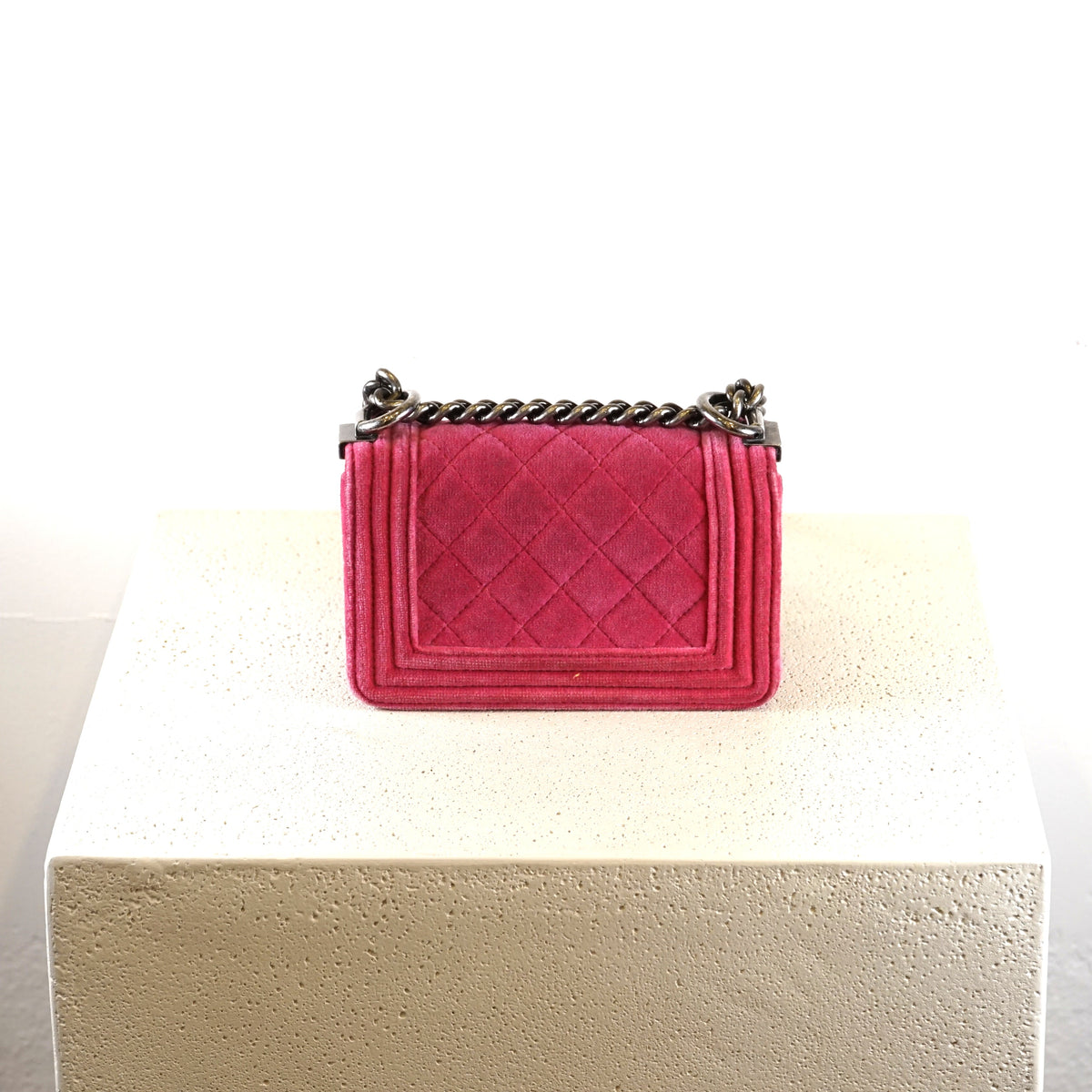 Chanel Pink Velvet Mini Boy Bag/Flap