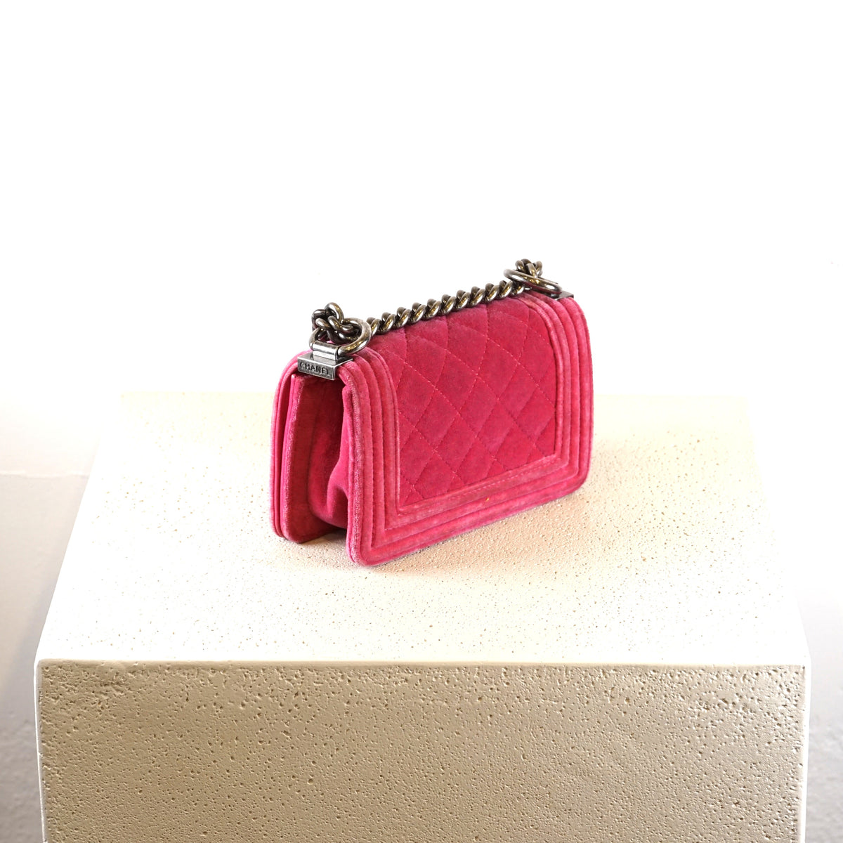 Chanel Pink Velvet Mini Boy Bag/Flap