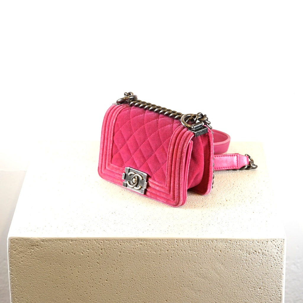 Chanel Pink Velvet Mini Boy Bag/Flap