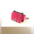 Chanel Pink Velvet Mini Boy Bag/Flap