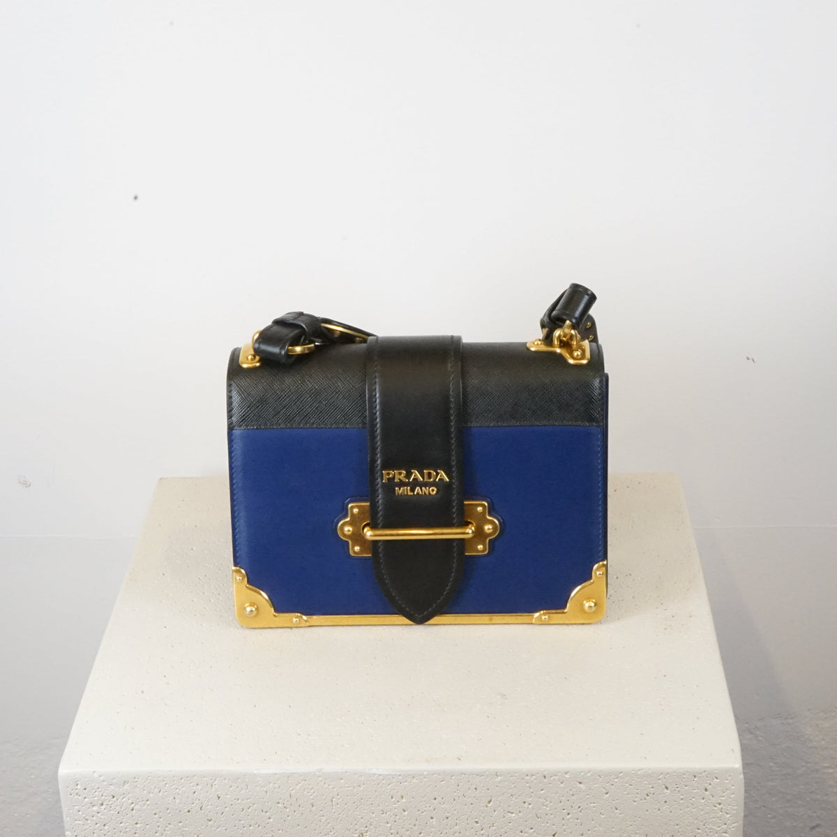 Prada Saffiano Leather Cahier in Blue Calfskin