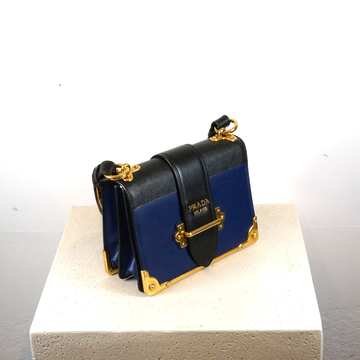 Prada Saffiano Leather Cahier in Blue Calfskin