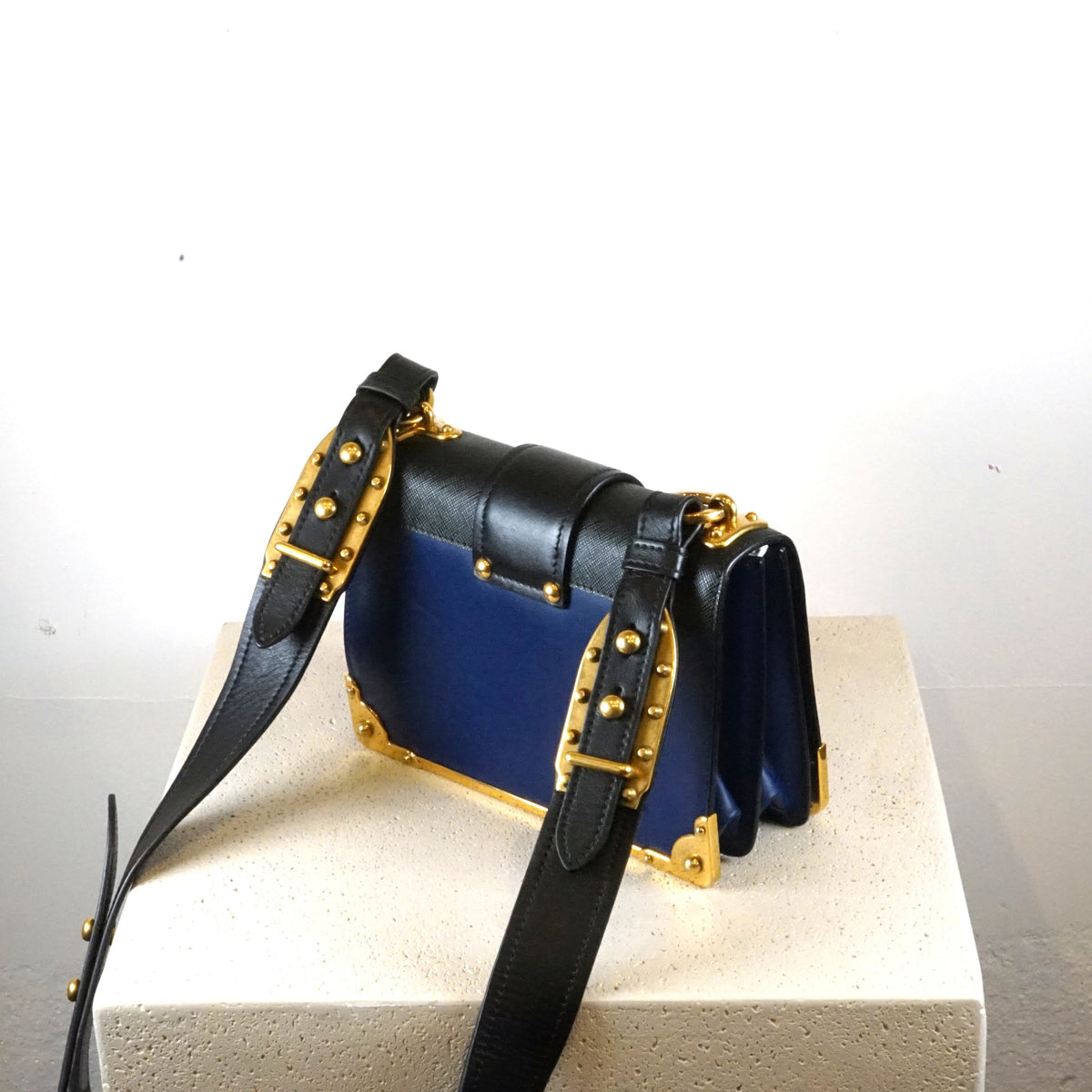 Prada Saffiano Leather Cahier in Blue Calfskin