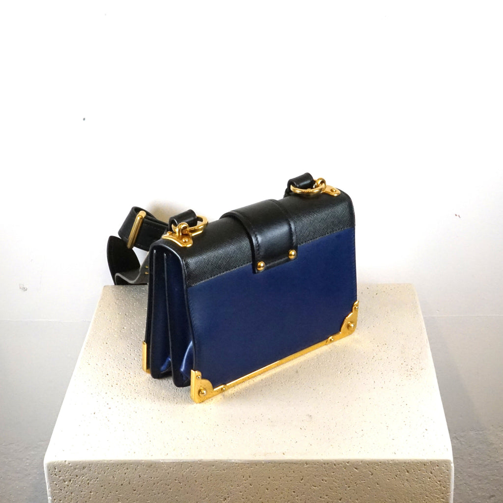 Prada Saffiano Leather Cahier in Blue Calfskin