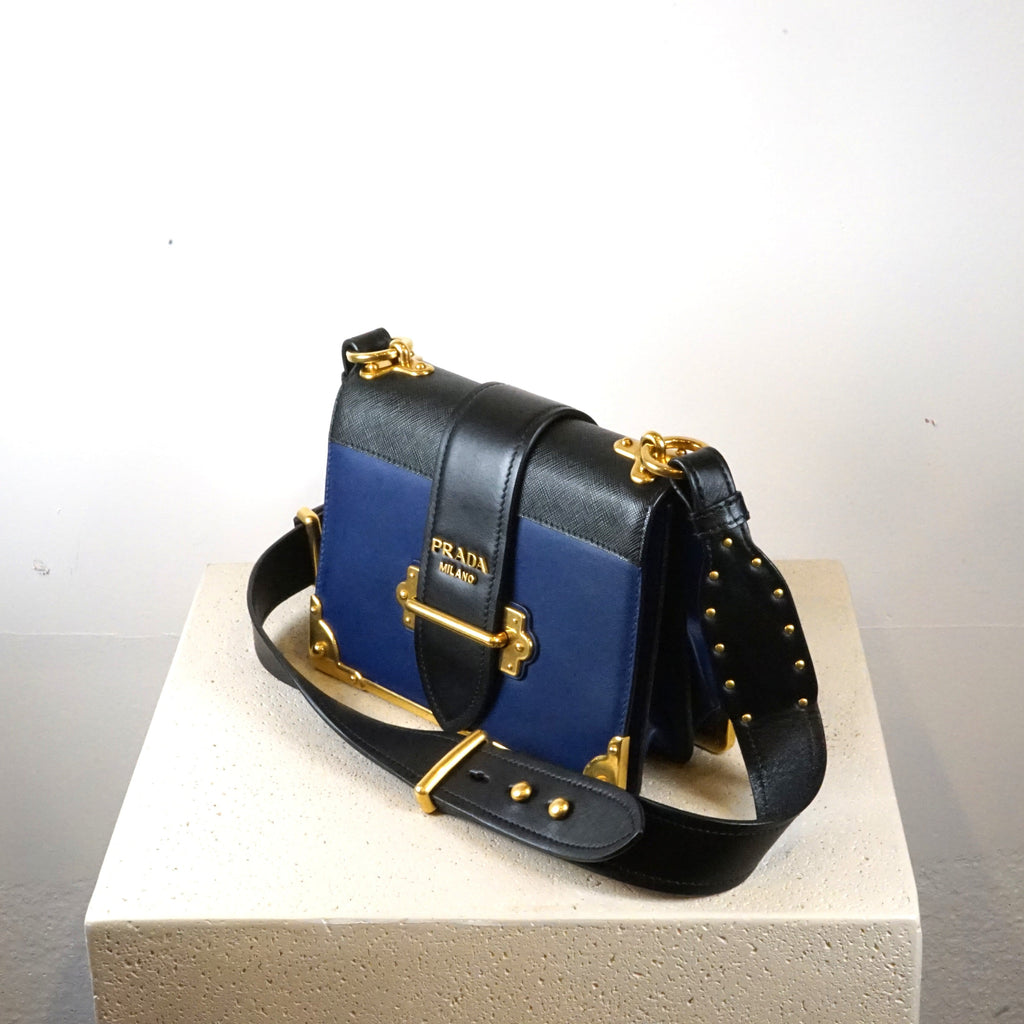 Prada Saffiano Leather Cahier in Blue Calfskin