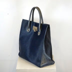 Jimmy Choo Blue Ponyhair Tote with Python Accents