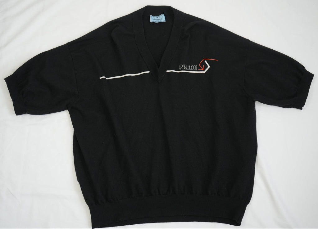 Prada Knit Sweater Black with Stripe Detail
