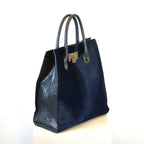 Jimmy Choo Blue Ponyhair Tote with Python Accents