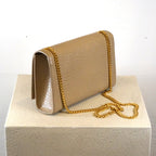 YSL Kate Tassel Croc Embossed Chain Bag Tan Faux Croc