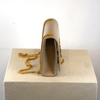 YSL Kate Tassel Croc Embossed Chain Bag Tan Faux Croc