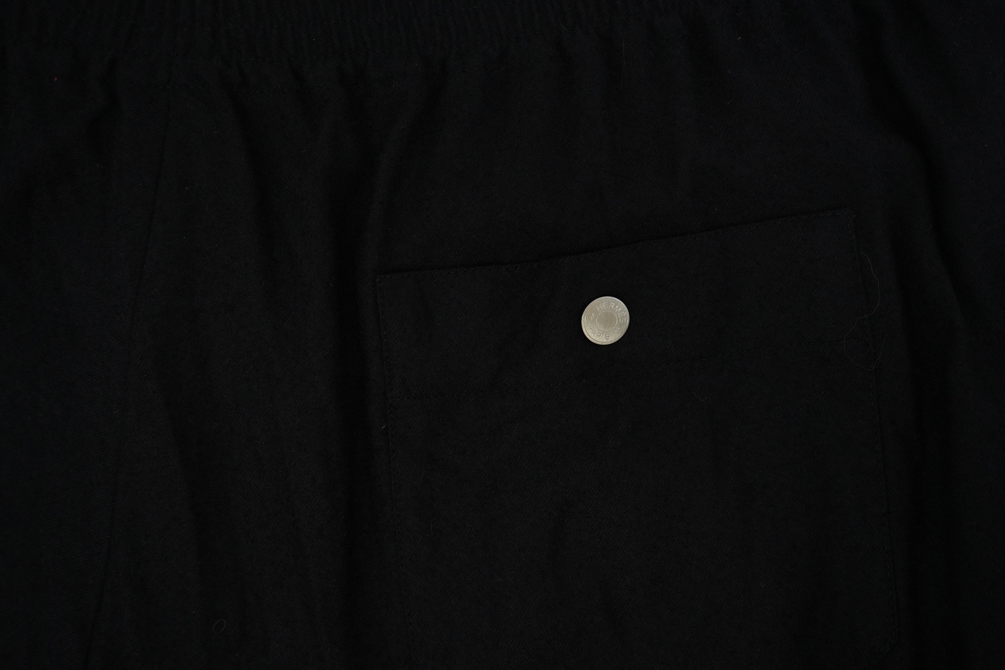 Hermès Cashmere Tapered Fit  Drawstring Pants Black