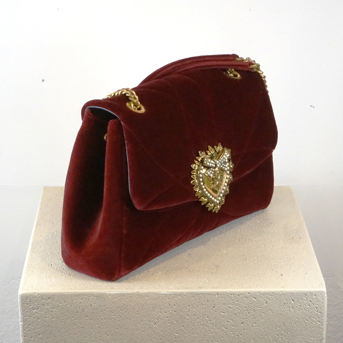 Dolce & Gabbana Red Velvet Devotion Purse (w/ Dust Bag)