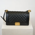 Chanel Black Caviar Quilted Leather Boy Bag W/ Gold Hardware