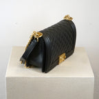 Chanel Black Caviar Quilted Leather Boy Bag W/ Gold Hardware