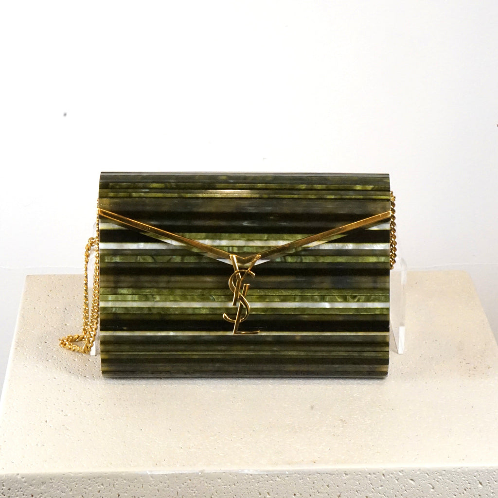YSL Plexiglass Monogram Vicky Minaudiere Green Multicolor Bag (2022)