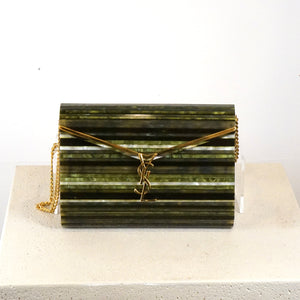 YSL Plexiglass Monogram Vicky Minaudiere Green Multicolor Bag (2022)