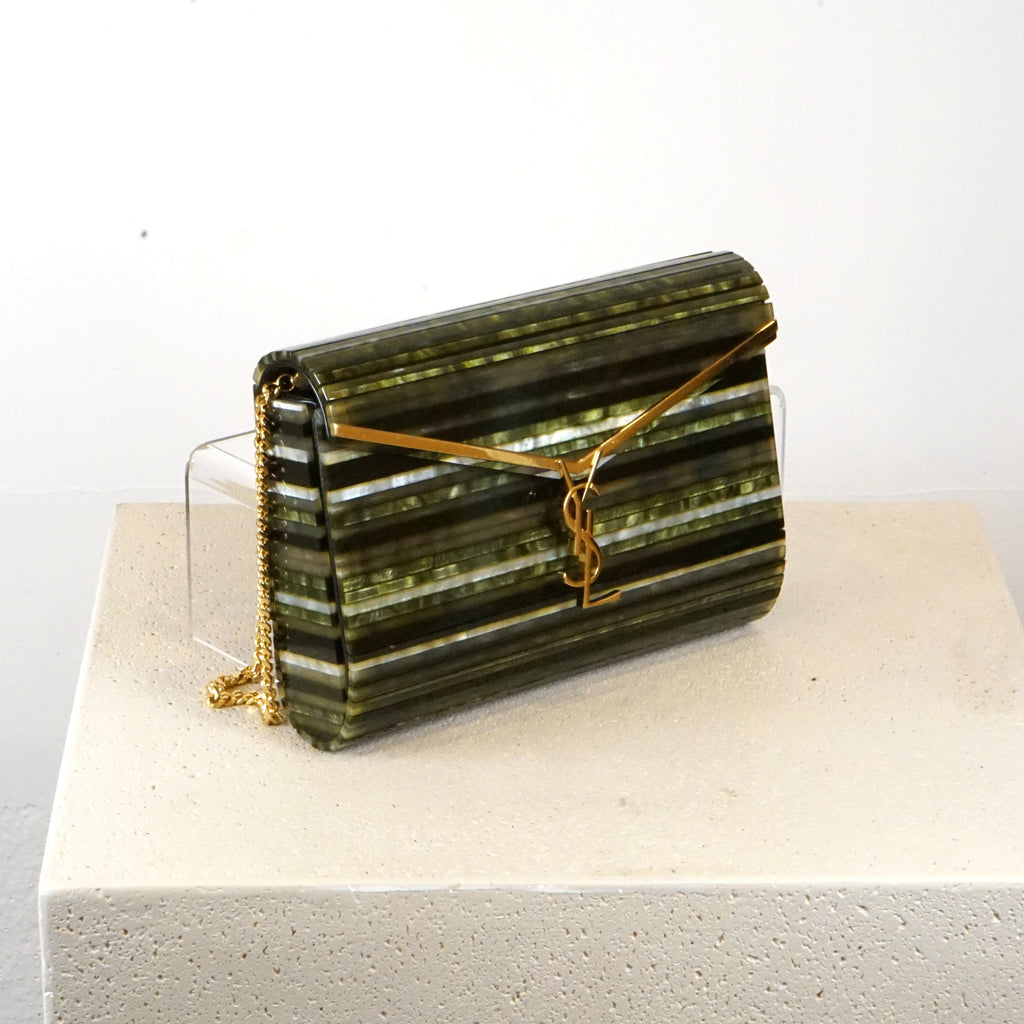 YSL Plexiglass Monogram Vicky Minaudiere Green Multicolor Bag (2022)