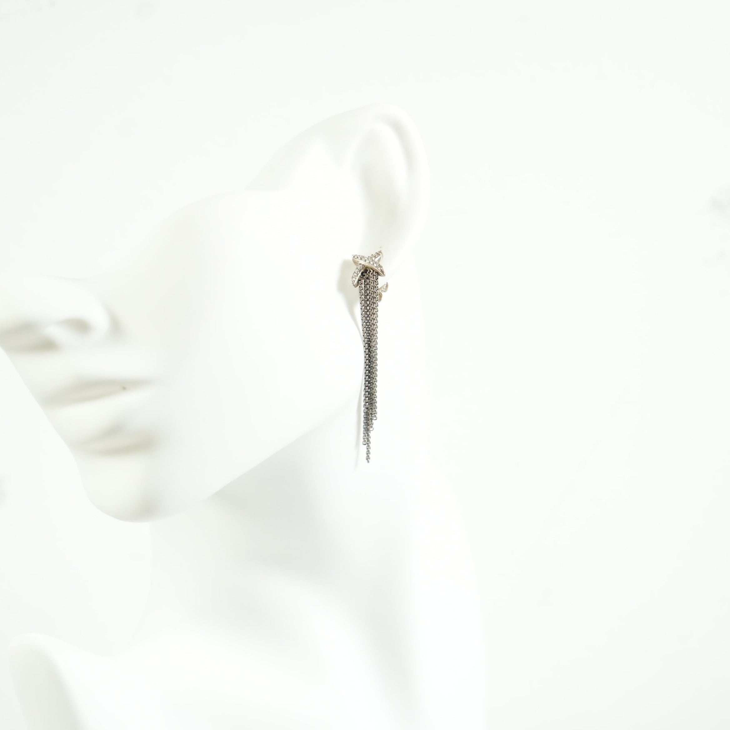 David Yurman diamond + chain tassel earrings in Sterling Silver 18K yellow gold