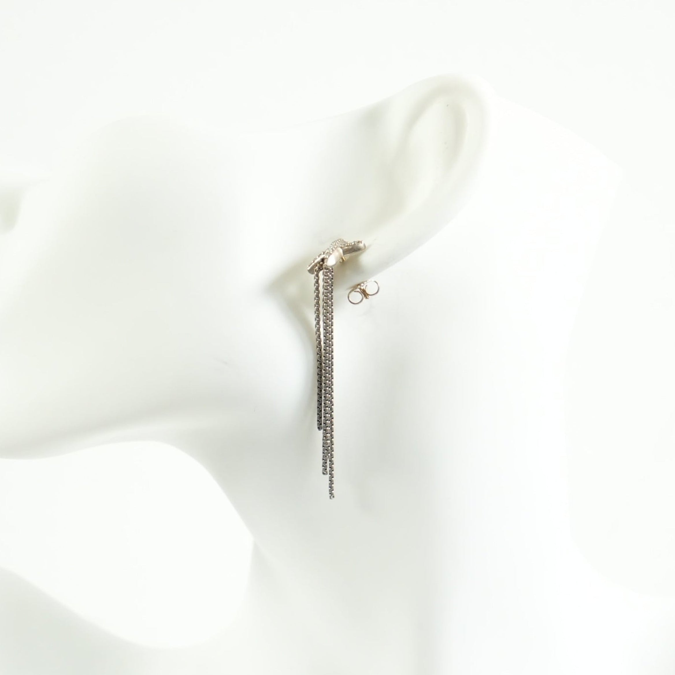 David Yurman diamond + chain tassel earrings in Sterling Silver 18K yellow gold