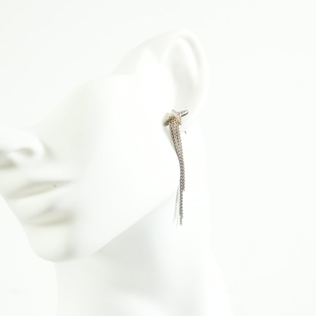 David Yurman diamond + chain tassel earrings in Sterling Silver 18K yellow gold
