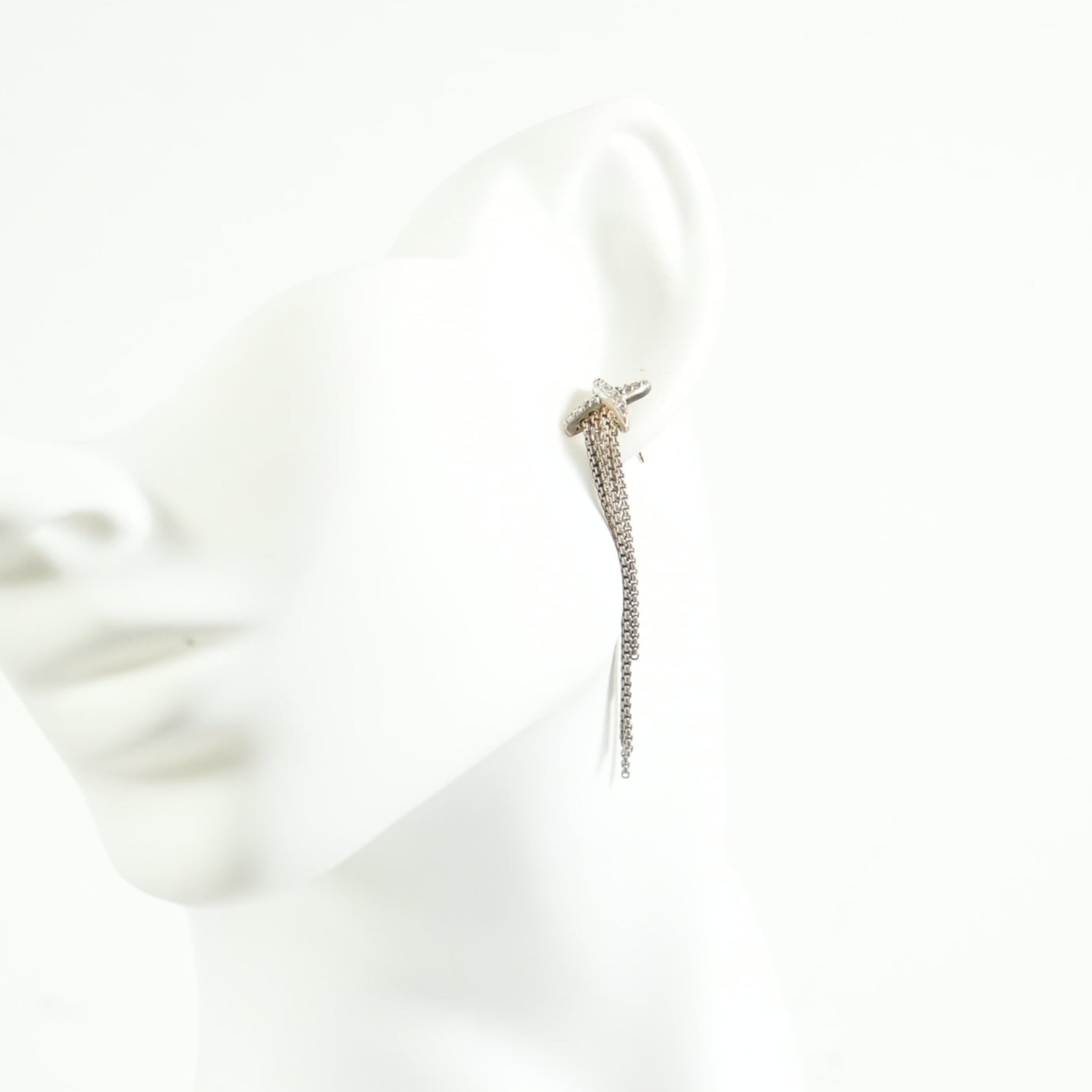 David Yurman diamond + chain tassel earrings in Sterling Silver 18K yellow gold