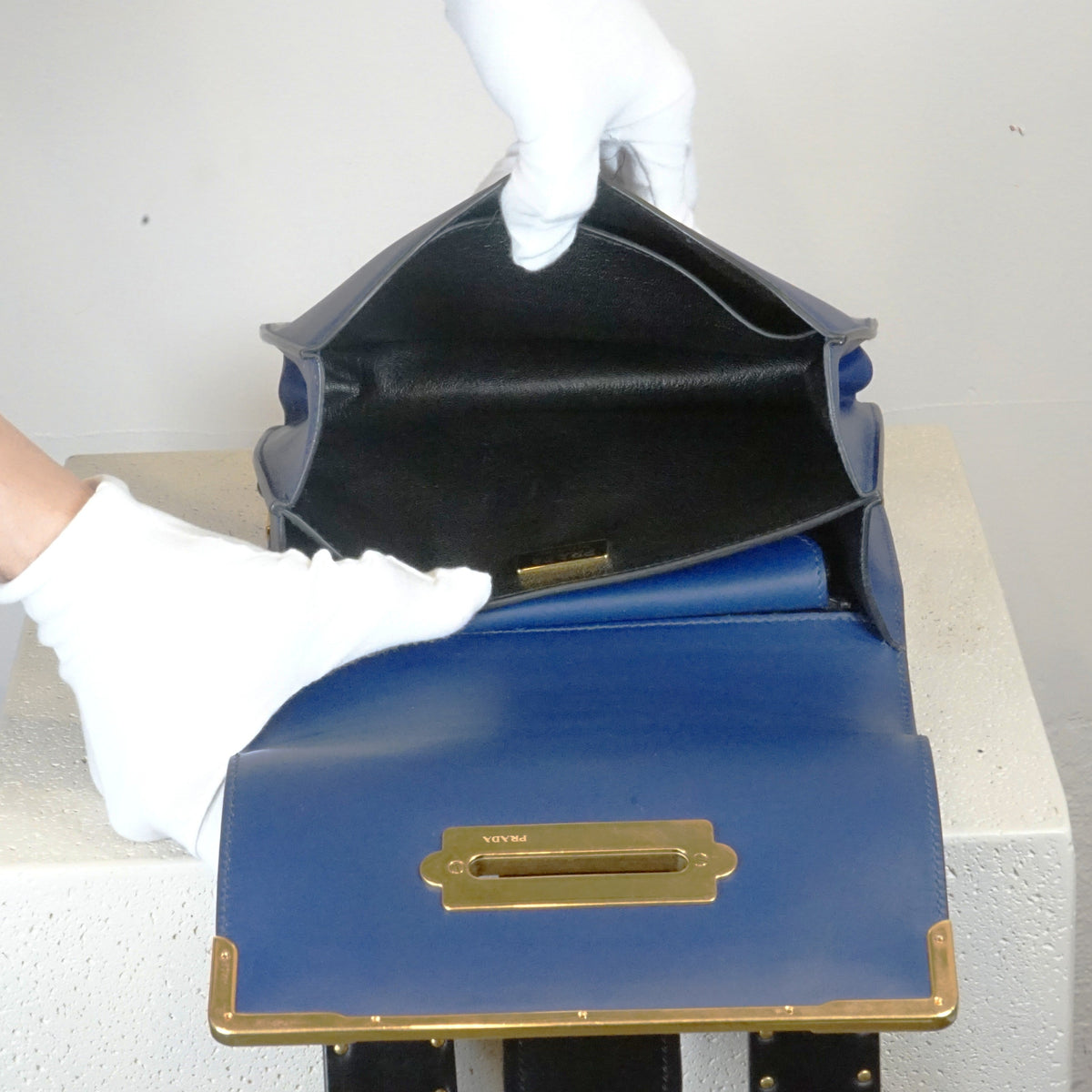 Prada Saffiano Leather Cahier in Blue Calfskin