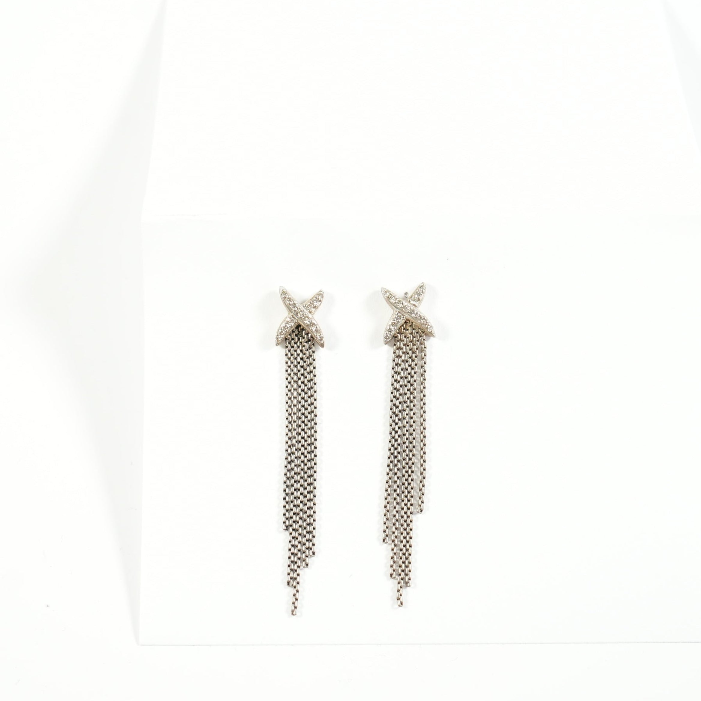 David Yurman diamond + chain tassel earrings in Sterling Silver 18K yellow gold
