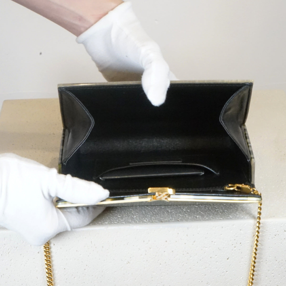 YSL Plexiglass Monogram Vicky Minaudiere Green Multicolor Bag (2022)
