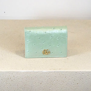 Gucci Bi-fold Marmont Mint Ostrich Leather