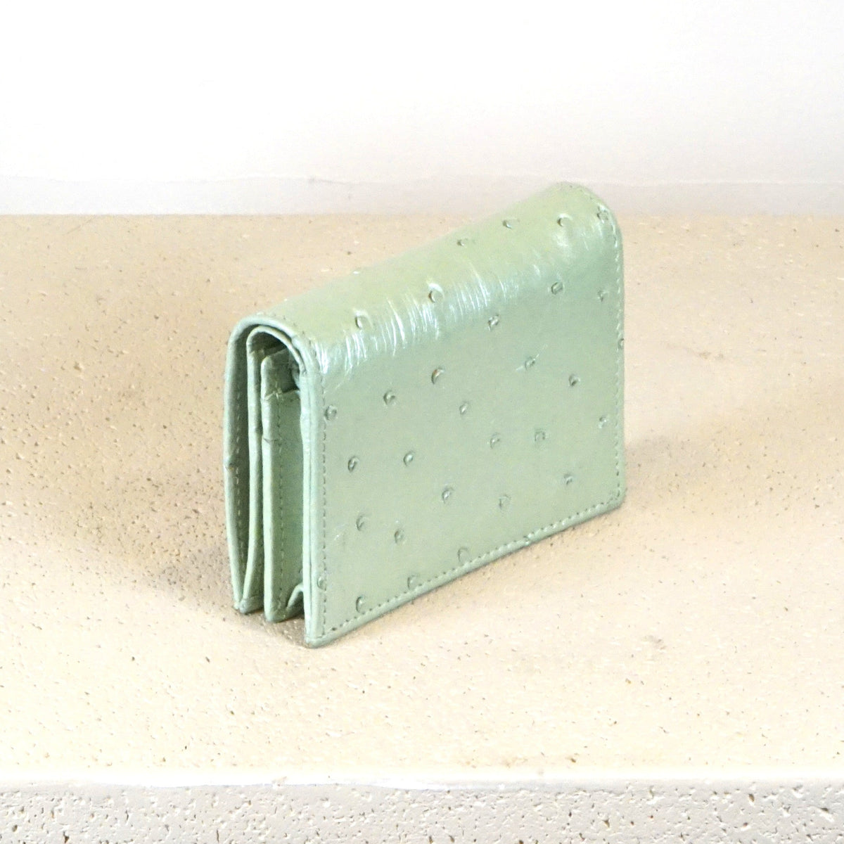 Gucci Bi-fold Marmont Mint Ostrich Leather