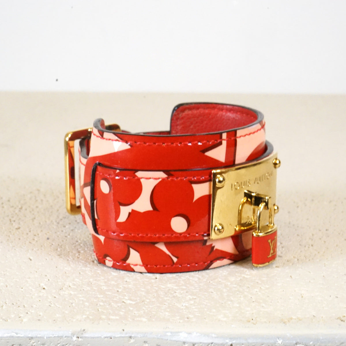 Louis Vuitton Red Monogram Vernis Sweet Monogram Infinit Bracelet