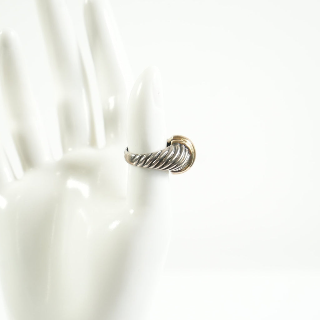 David Yurman cable dome ring in sterling silver w/14K yellow gold center cable