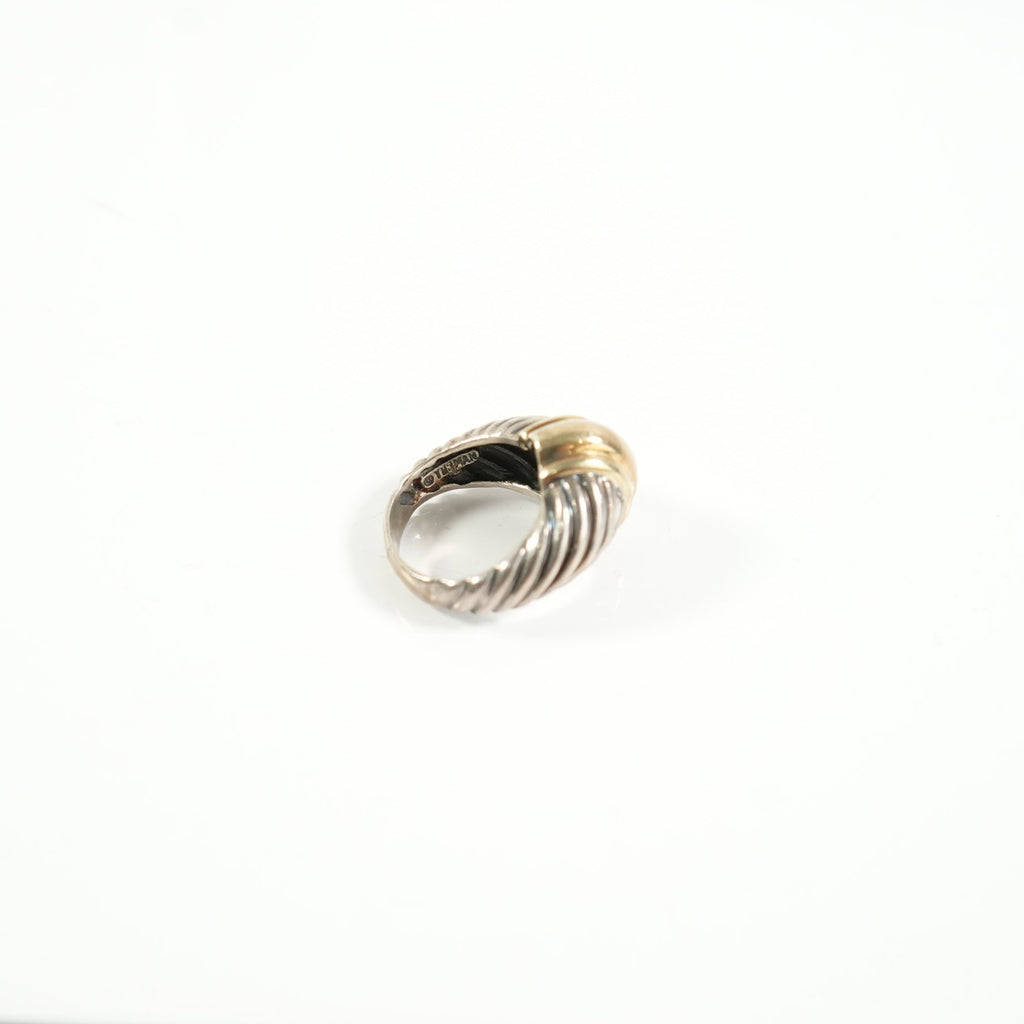 David Yurman cable dome ring in sterling silver w/14K yellow gold center cable