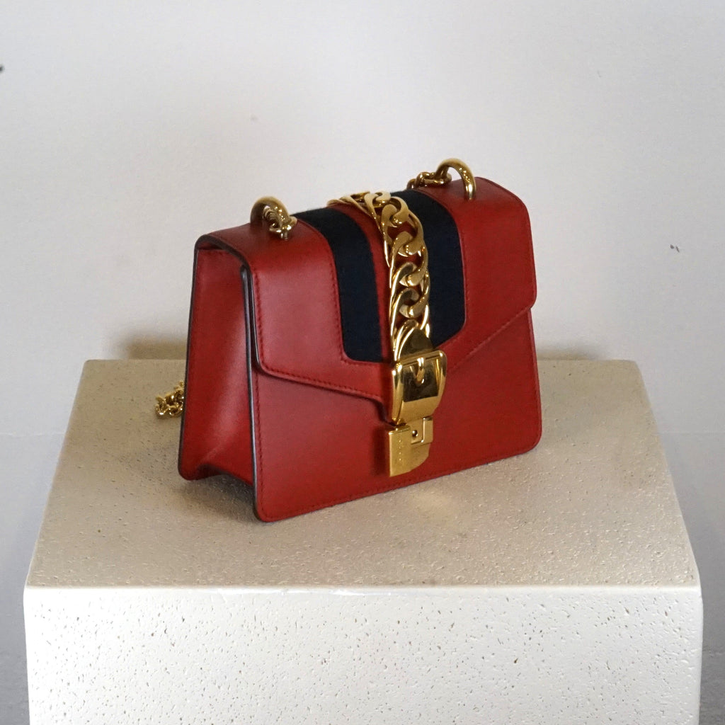 Gucci Red Leather Mini Sylvie Bag - W/ Dustbag