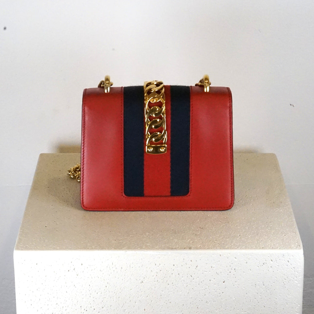 Gucci Red Leather Mini Sylvie Bag - W/ Dustbag